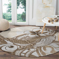 Brown Hawaii Humpback Whale Round Carpet Polynesian Tribal Ocean Vibes LT14 - Polynesian Pride