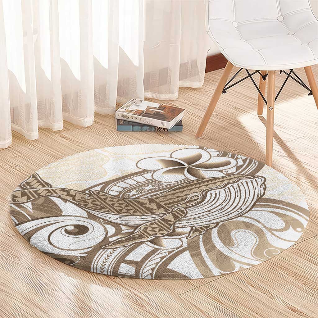 Brown Hawaii Humpback Whale Round Carpet Polynesian Tribal Ocean Vibes LT14 - Polynesian Pride