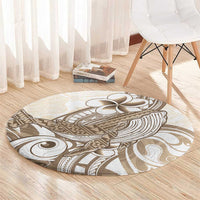 Brown Hawaii Humpback Whale Round Carpet Polynesian Tribal Ocean Vibes LT14 - Polynesian Pride