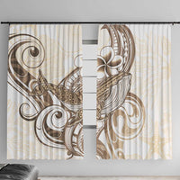 Brown Hawaii Humpback Whale Window Curtain Polynesian Tribal Ocean Vibes LT14 With Hooks Brown - Polynesian Pride
