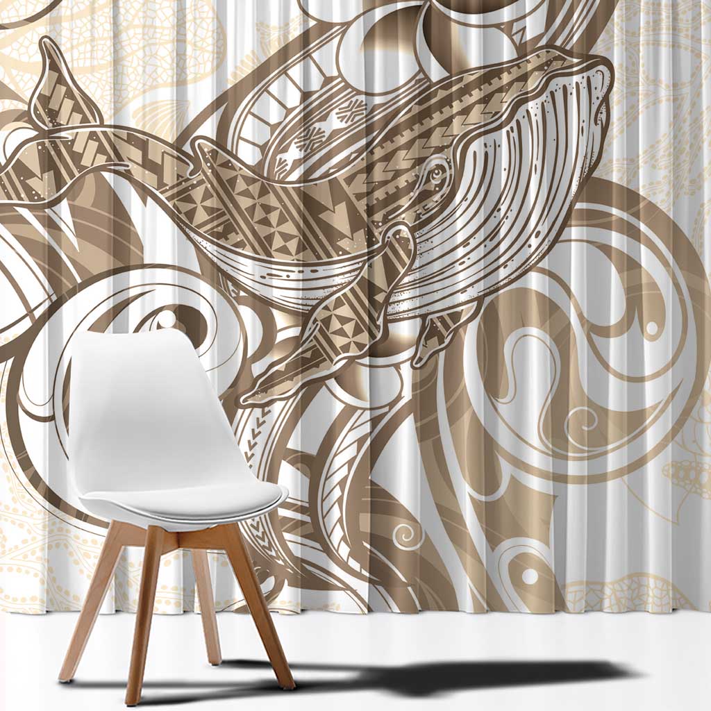 Brown Hawaii Humpback Whale Window Curtain Polynesian Tribal Ocean Vibes LT14 - Polynesian Pride