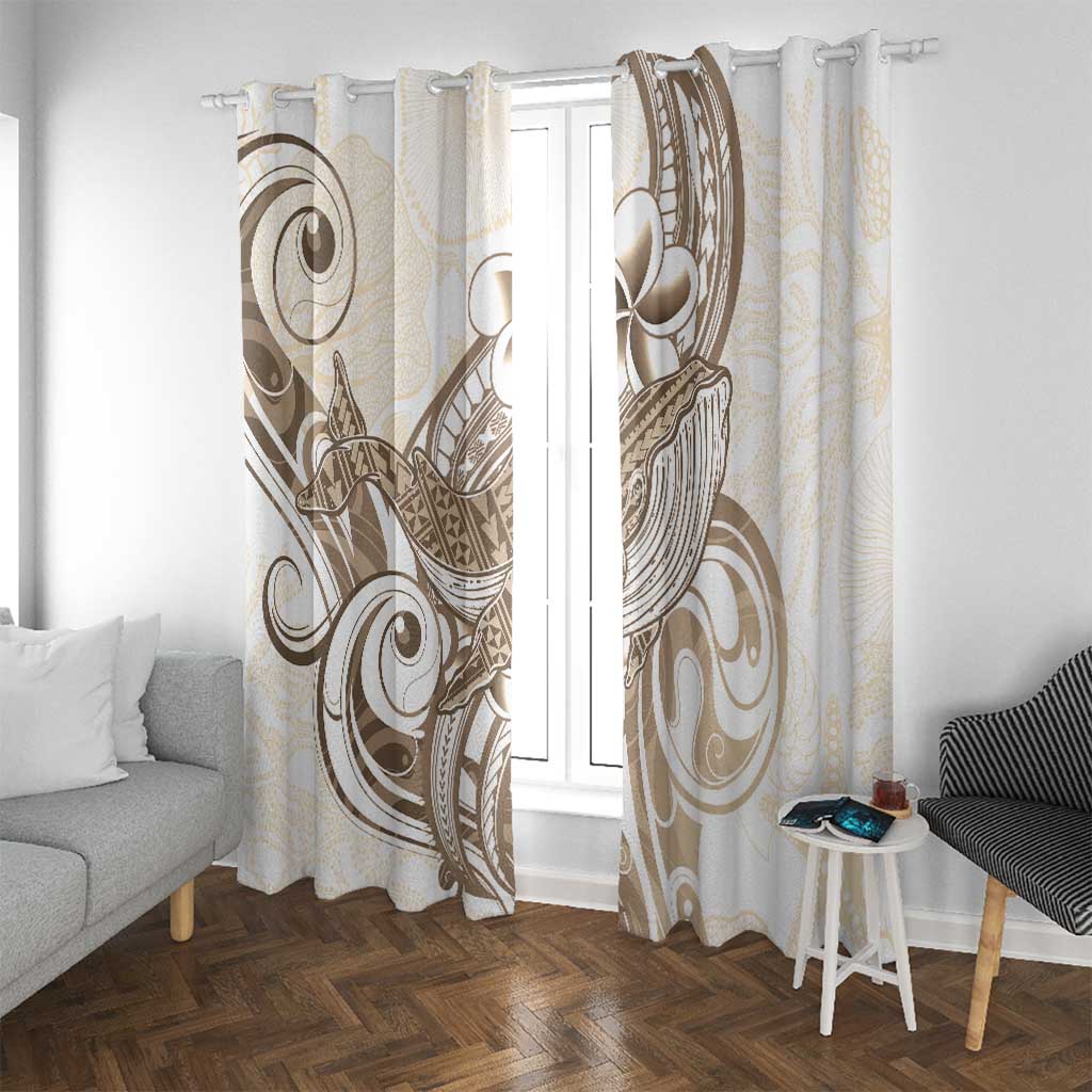 Brown Hawaii Humpback Whale Window Curtain Polynesian Tribal Ocean Vibes LT14 With Grommets Brown - Polynesian Pride