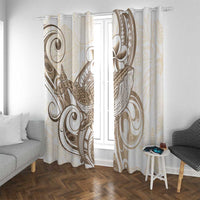 Brown Hawaii Humpback Whale Window Curtain Polynesian Tribal Ocean Vibes LT14 With Grommets Brown - Polynesian Pride