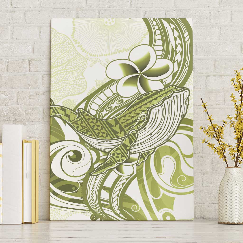 Lime Green Hawaii Canvas Wall Art Humpback Whale Tattoo Polynesian Tribal Ocean Vibes LT14 Without Frame Lime Green - Polynesian Pride
