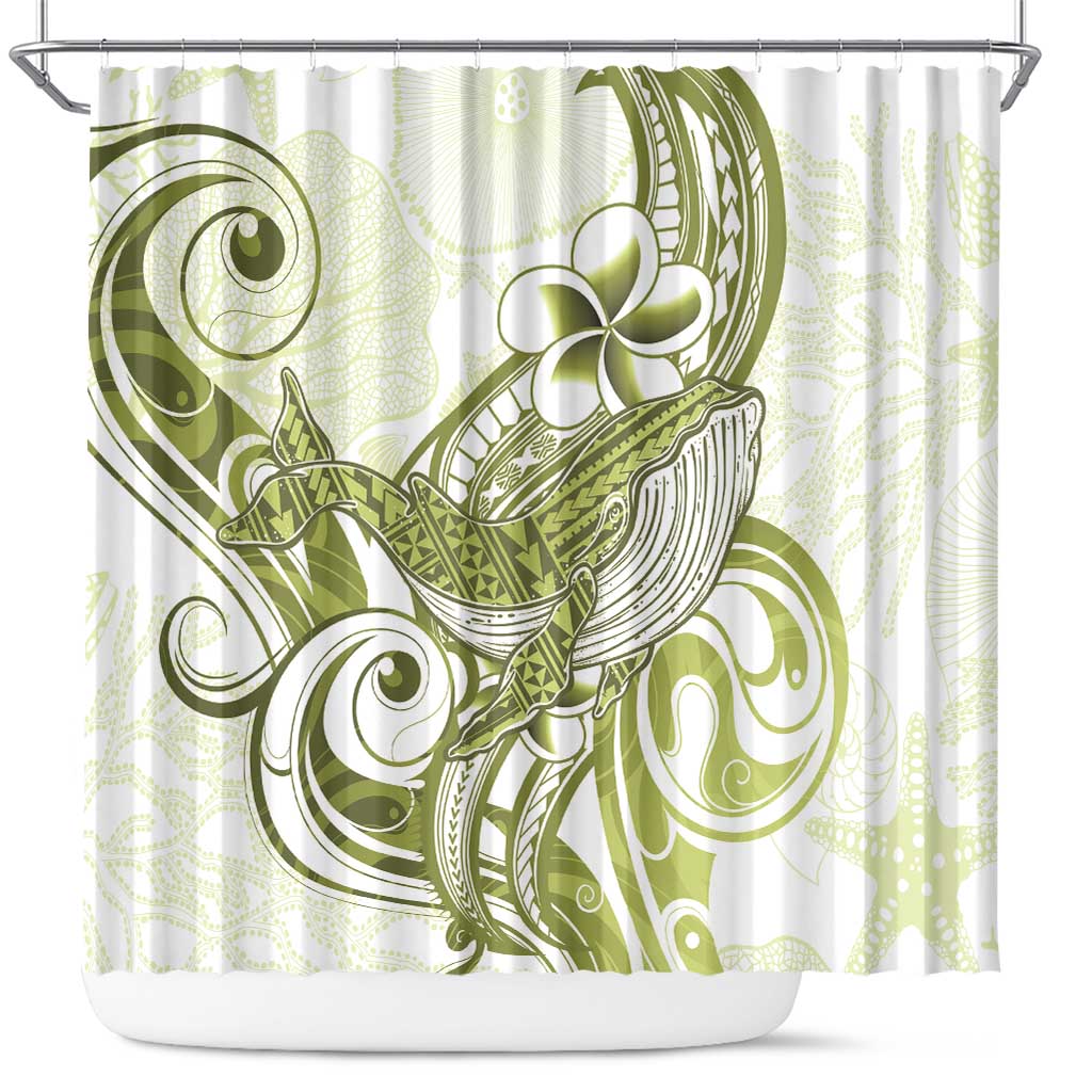 Lime Green Hawaii Shower Curtain Humpback Whale Tattoo Polynesian Tribal Ocean Vibes