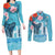 Personalised Hawaii Couples Matching Long Sleeve Bodycon Dress and Long Sleeve Button Shirt Humpback Whale Tattoo With Tropical Flowers