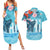 Personalised Hawaii Couples Matching Summer Maxi Dress and Hawaiian Shirt Humpback Whale Tattoo With Tropical Flowers