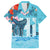 Personalised Hawaii Family Matching Off The Shoulder Long Sleeve Dress and Hawaiian Shirt Humpback Whale Tattoo With Tropical Flowers