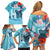 Personalised Hawaii Family Matching Off Shoulder Short Dress and Hawaiian Shirt Humpback Whale Tattoo With Tropical Flowers