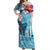 Personalised Hawaii Off Shoulder Maxi Dress Humpback Whale Tattoo With Tropical Flowers