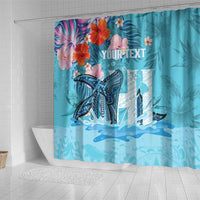 Personalised Hawaii Shower Curtain Humpback Whale Tattoo With Tropical Flowers LT14 - Polynesian Pride