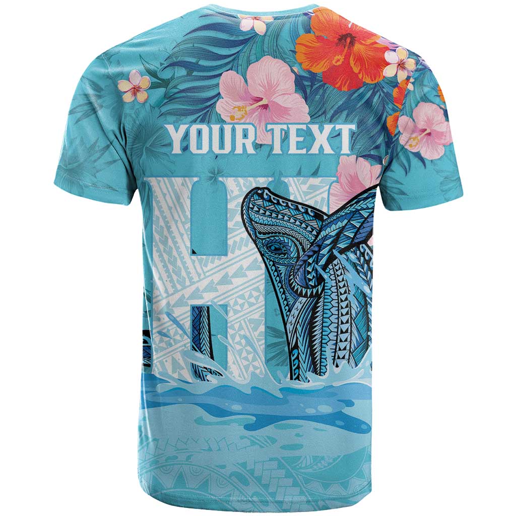 Personalised Hawaii T Shirt Humpback Whale Tattoo With Tropical Flowers LT14 - Polynesian Pride