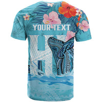 Personalised Hawaii T Shirt Humpback Whale Tattoo With Tropical Flowers LT14 - Polynesian Pride
