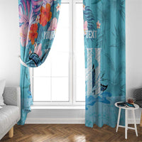 Personalised Hawaii Window Curtain Humpback Whale Tattoo With Tropical Flowers LT14 - Polynesian Pride