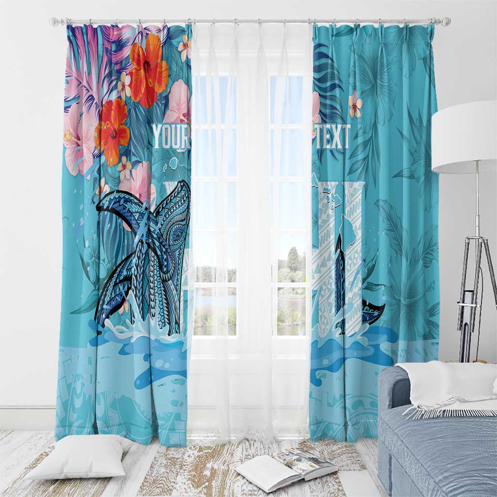 Personalised Hawaii Window Curtain Humpback Whale Tattoo With Tropical Flowers LT14 - Polynesian Pride