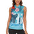 Personalised Hawaii Women Sleeveless Polo Shirt Humpback Whale Tattoo With Tropical Flowers