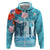 Personalised Hawaii Zip Hoodie Humpback Whale Tattoo With Tropical Flowers