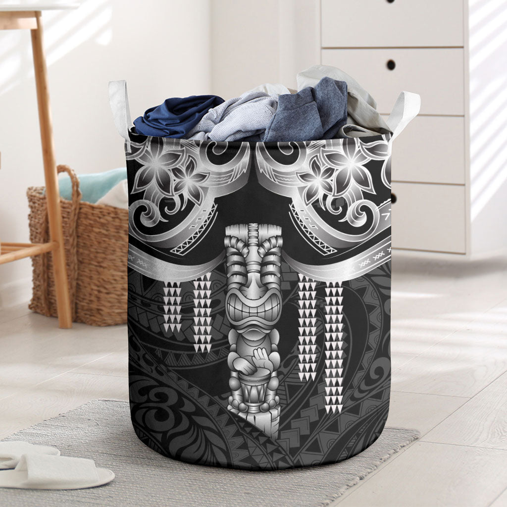 Tiki Drum Hawaii Laundry Basket Hawaiian Kakau Tattoo Style LT14 Black - Polynesian Pride