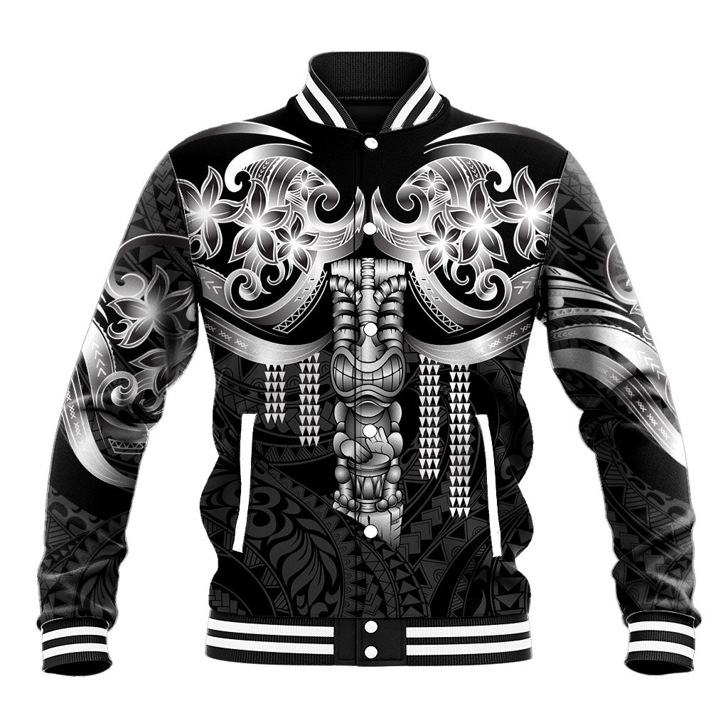 Tiki Drum Hawaii Baseball Jacket Hawaiian Kakau Tattoo Style LT14 Unisex Black - Polynesian Pride