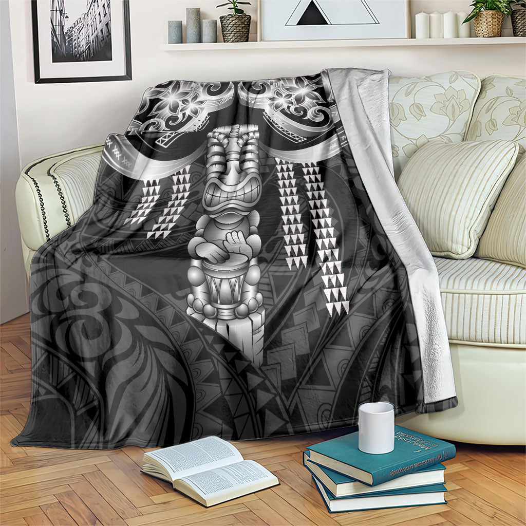 Tiki Drum Hawaii Blanket Hawaiian Kakau Tattoo Style LT14 Black - Polynesian Pride