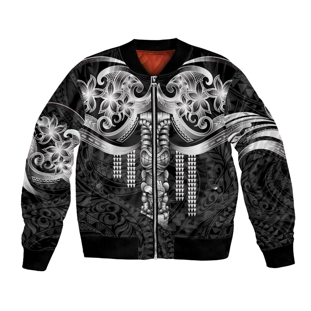 Tiki Drum Hawaii Bomber Jacket Hawaiian Kakau Tattoo Style LT14 Unisex Black - Polynesian Pride