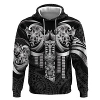 Tiki Drum Hawaii Hoodie Hawaiian Kakau Tattoo Style LT14 Pullover Hoodie Black - Polynesian Pride