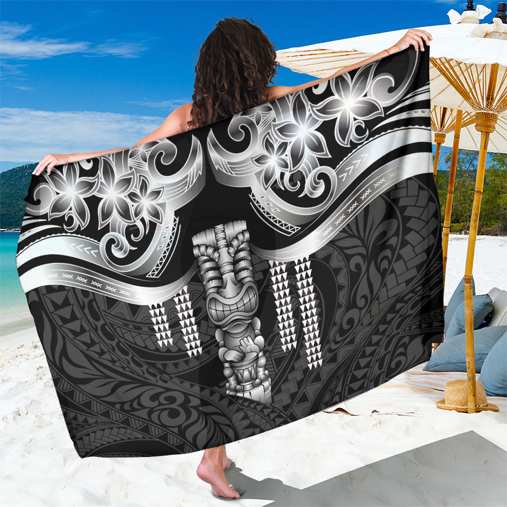 Tiki Drum Hawaii Sarong Hawaiian Kakau Tattoo Style LT14 One Size 44 x 66 inches Black - Polynesian Pride