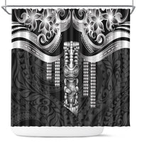 Tiki Drum Hawaii Shower Curtain Hawaiian Kakau Tattoo Style LT14 Black - Polynesian Pride
