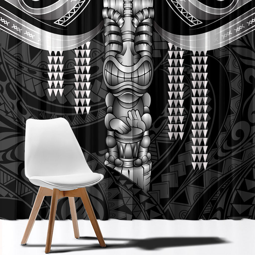 Tiki Drum Hawaii Window Curtain Hawaiian Kakau Tattoo Style LT14 - Polynesian Pride