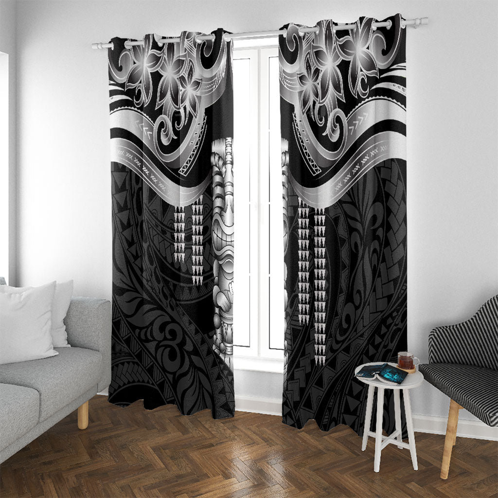 Tiki Drum Hawaii Window Curtain Hawaiian Kakau Tattoo Style LT14 With Grommets Black - Polynesian Pride