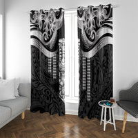 Tiki Drum Hawaii Window Curtain Hawaiian Kakau Tattoo Style LT14 With Grommets Black - Polynesian Pride