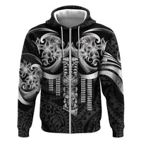 Tiki Drum Hawaii Zip Hoodie Hawaiian Kakau Tattoo Style LT14 Zip Hoodie Black - Polynesian Pride