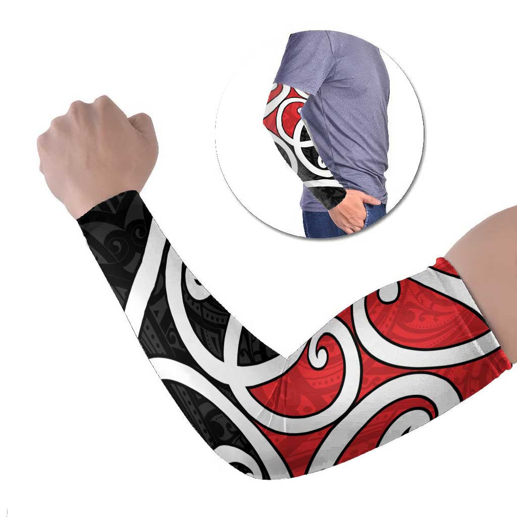 New Zealand Arm Sleeves Maori Koru Tino Rangatiratanga Color LT14 Set of 2 Red - Polynesian Pride