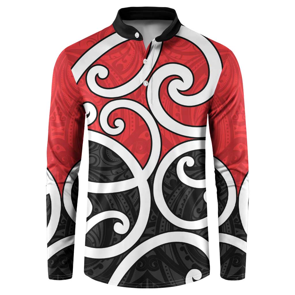 New Zealand Button Sweatshirt Maori Koru Tino Rangatiratanga Color LT14 Red - Polynesian Pride