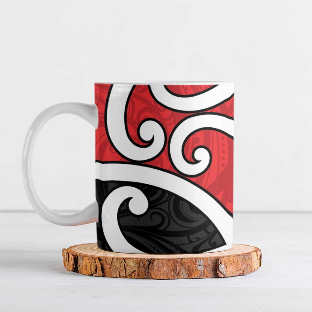 New Zealand Ceramic Mug Maori Koru Tino Rangatiratanga Color LT14 Red - Polynesian Pride