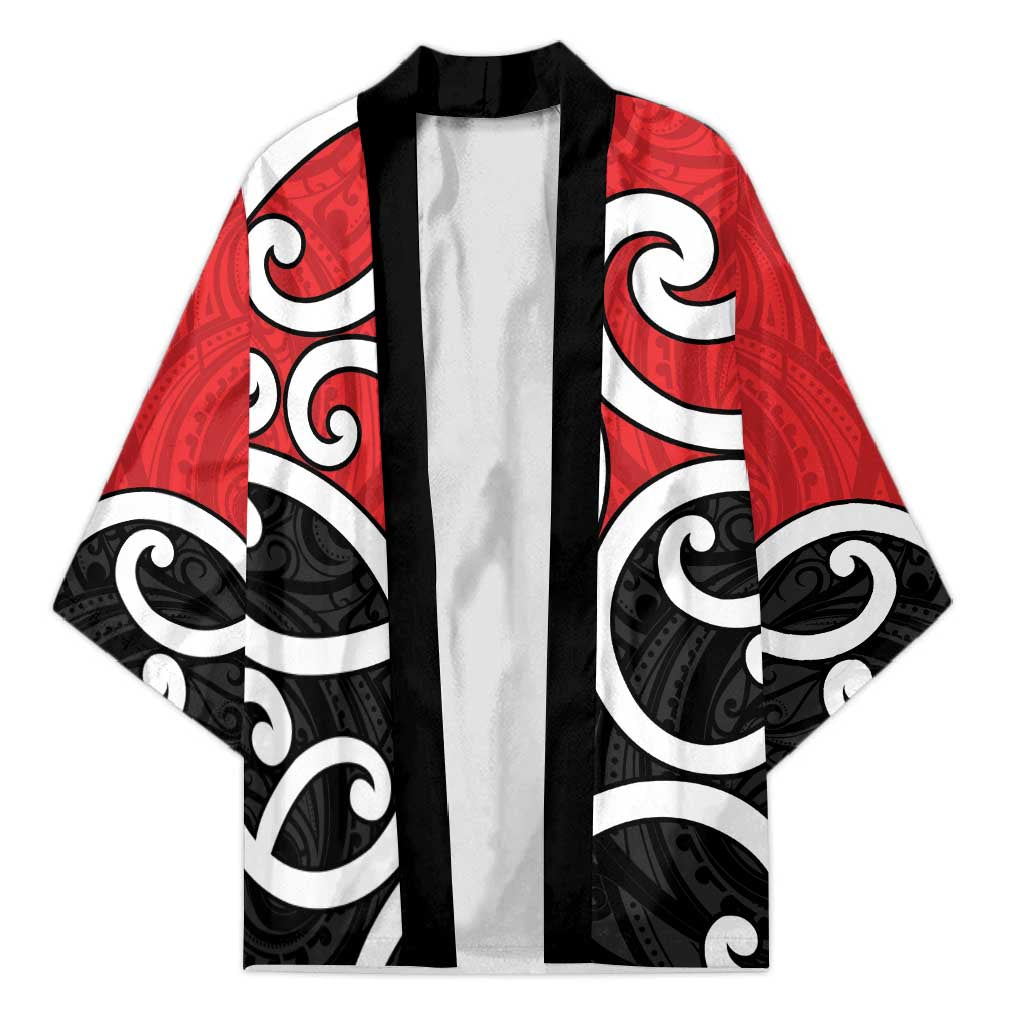 New Zealand Kimono Maori Koru Tino Rangatiratanga Color LT14 Unisex Red - Polynesian Pride