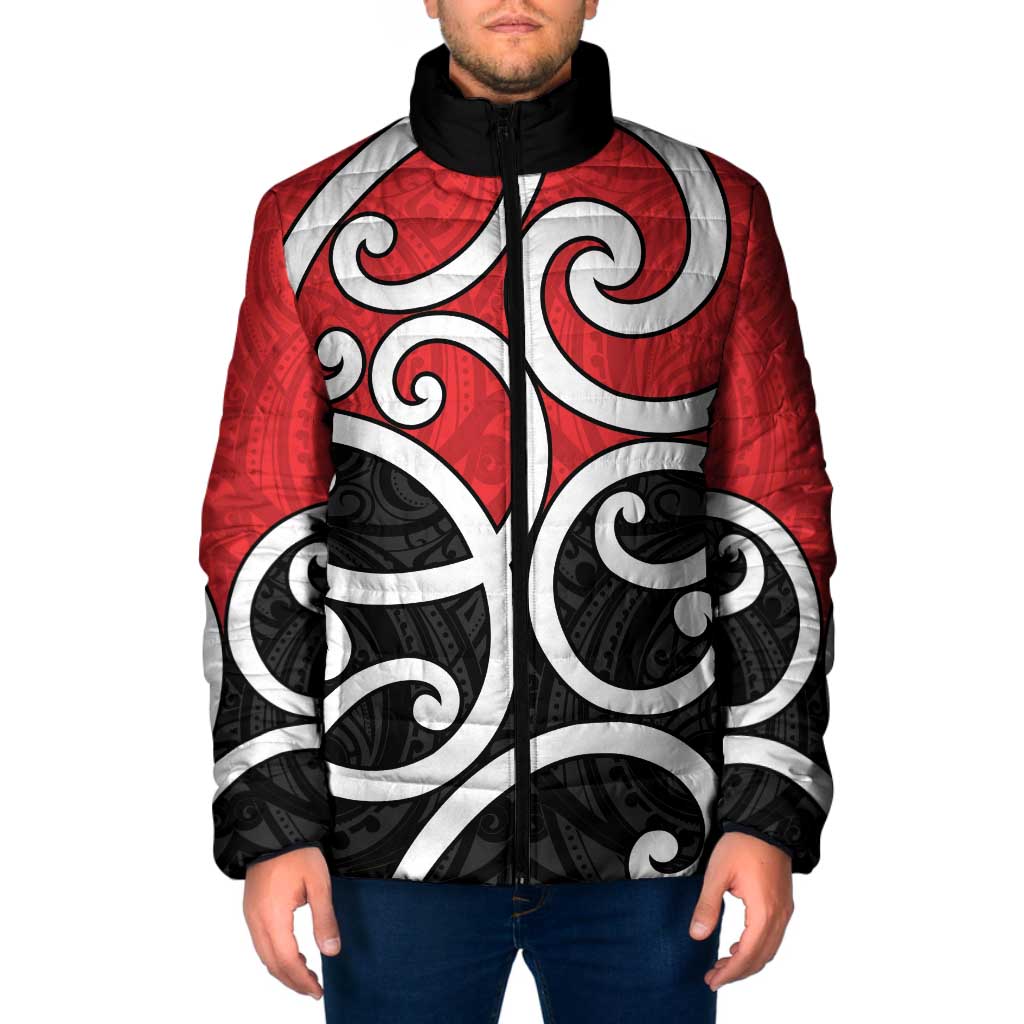 New Zealand Padded Jacket Maori Koru Tino Rangatiratanga Color LT14 Men Red - Polynesian Pride