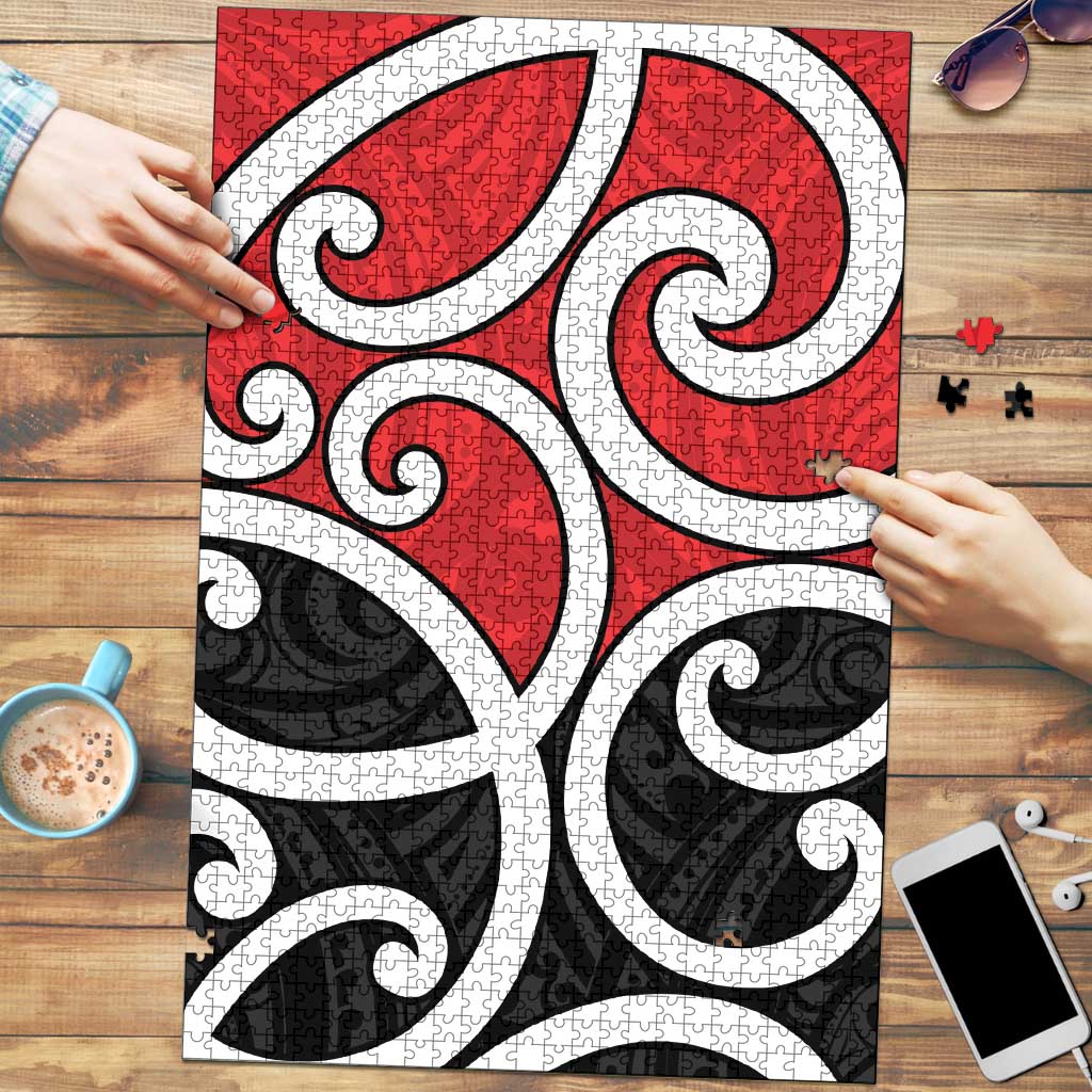 New Zealand Puzzle Maori Koru Tino Rangatiratanga Color LT14 Red - Polynesian Pride