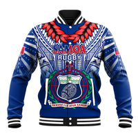 Samoa Rugby Baseball Jacket 2023 Go Manu Samoa With Ula Fala Style LT14 Unisex Blue - Polynesian Pride