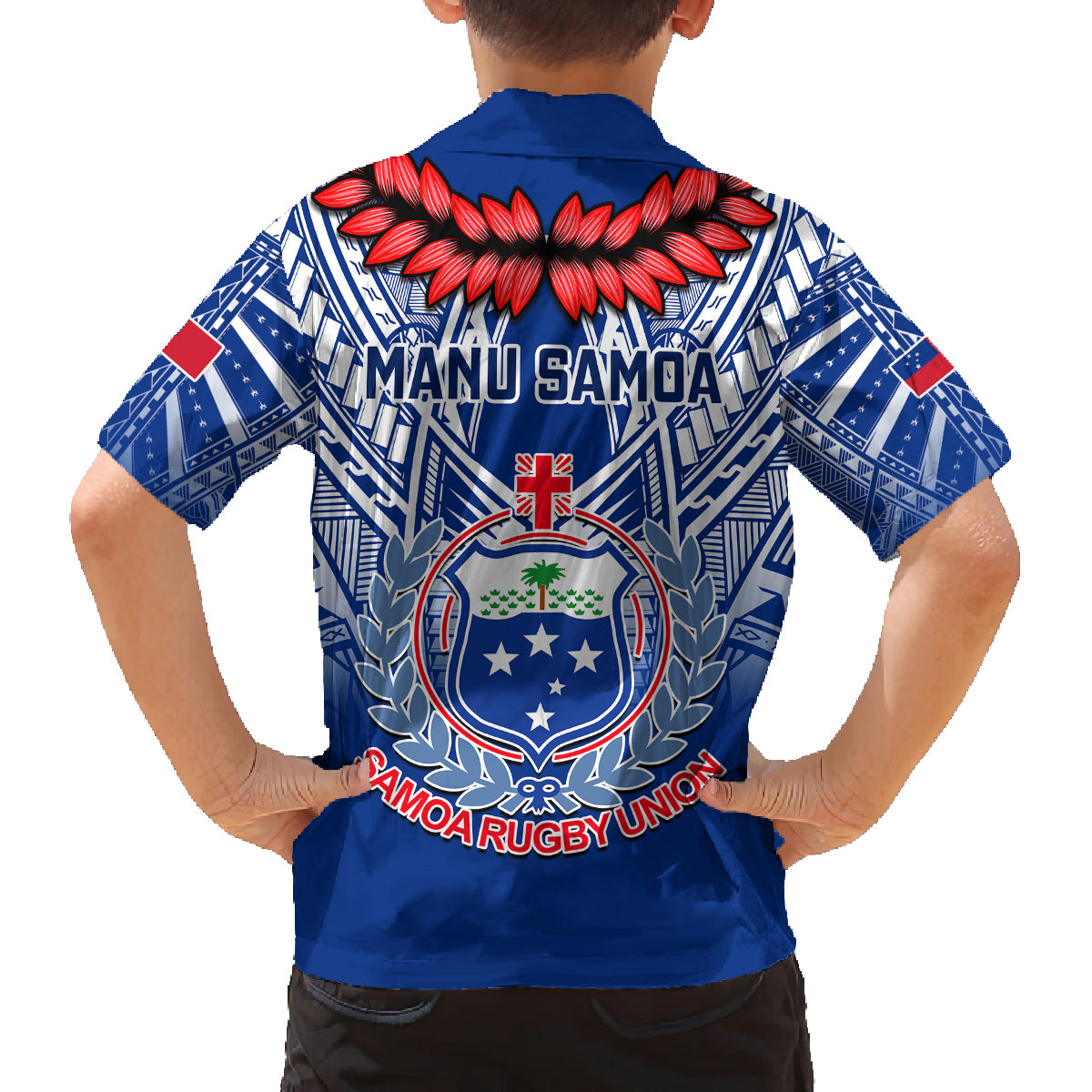 Samoa Rugby Kid Hawaiian Shirt 2023 Go Manu Samoa With Ula Fala Style LT14 - Polynesian Pride