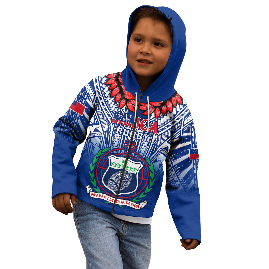 Samoa Rugby Kid Hoodie 2023 Go Manu Samoa With Ula Fala Style LT14 - Polynesian Pride