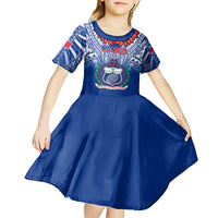 Samoa Rugby Kid Short Sleeve Dress 2023 Go Manu Samoa With Ula Fala Style LT14 - Polynesian Pride