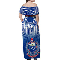 Samoa Rugby Off Shoulder Maxi Dress 2023 Go Manu Samoa With Ula Fala Style LT14 - Polynesian Pride