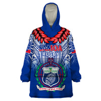 Samoa Rugby Wearable Blanket Hoodie 2023 Go Manu Samoa With Ula Fala Style LT14 One Size Blue - Polynesian Pride