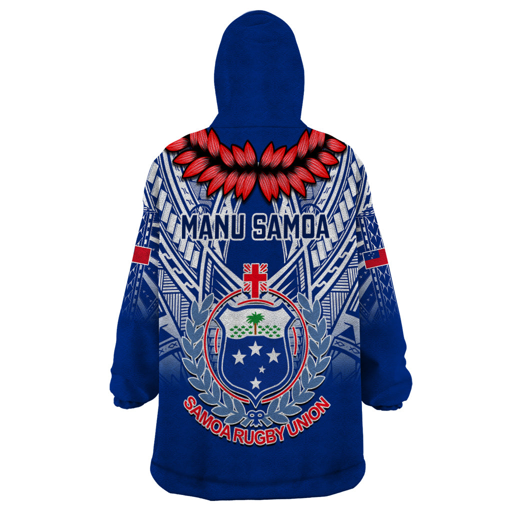 Samoa Rugby Wearable Blanket Hoodie 2023 Go Manu Samoa With Ula Fala Style LT14 - Polynesian Pride