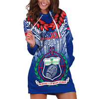 Custom Samoa Rugby Hoodie Dress 2023 Go Manu Samoa With Ula Fala Style LT14 Blue - Polynesian Pride