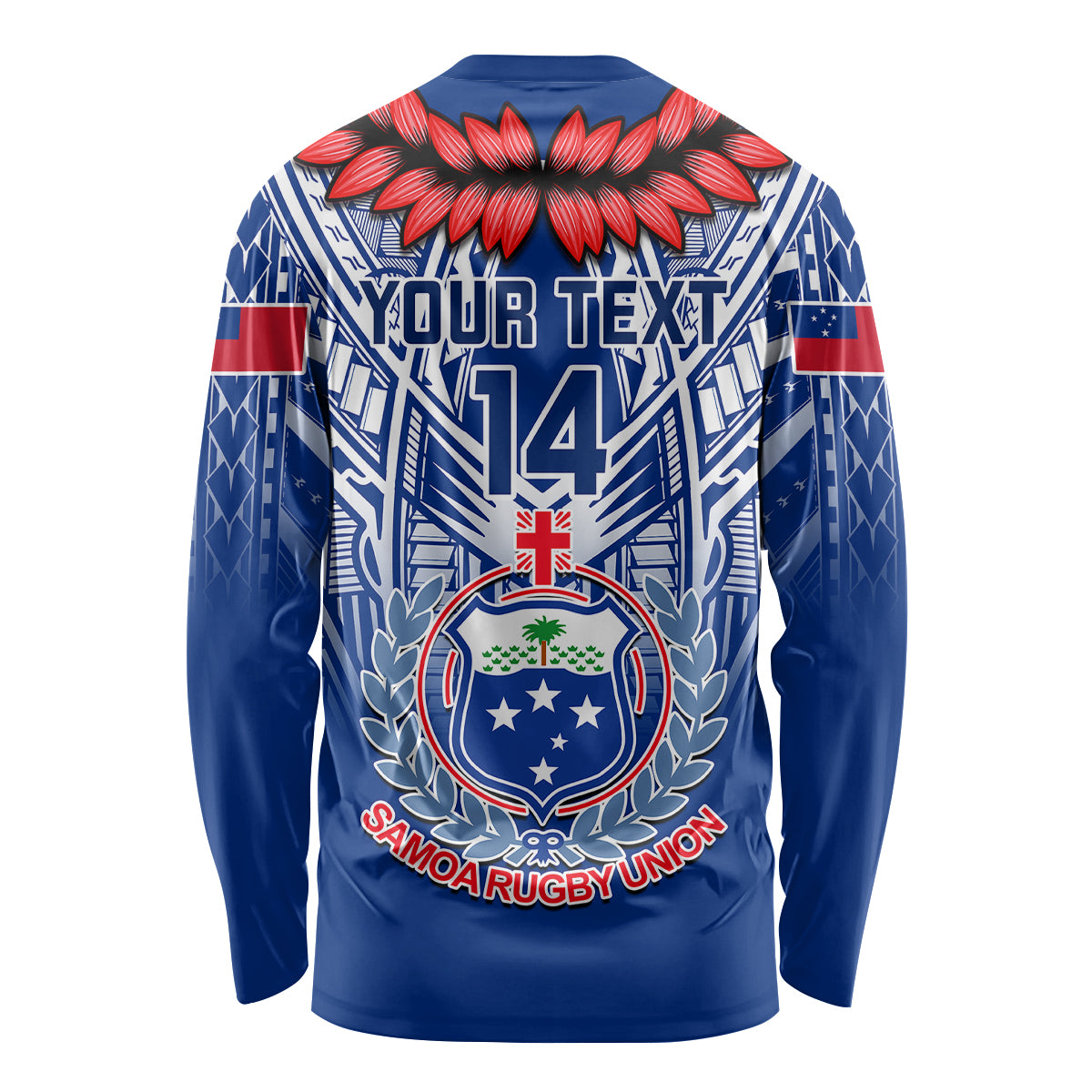 Custom Samoa Rugby Long Sleeve Shirt 2023 Go Manu Samoa With Ula Fala Style LT14 - Polynesian Pride