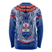 Custom Samoa Rugby Long Sleeve Shirt 2023 Go Manu Samoa With Ula Fala Style LT14 - Polynesian Pride