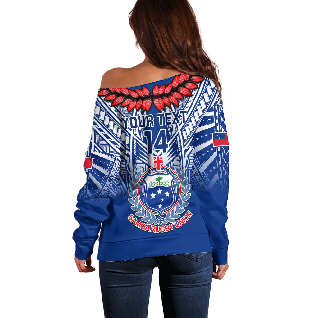 Custom Samoa Rugby Off Shoulder Sweater 2023 Go Manu Samoa With Ula Fala Style LT14 - Polynesian Pride