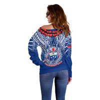Custom Samoa Rugby Off Shoulder Sweater 2023 Go Manu Samoa With Ula Fala Style LT14 - Polynesian Pride